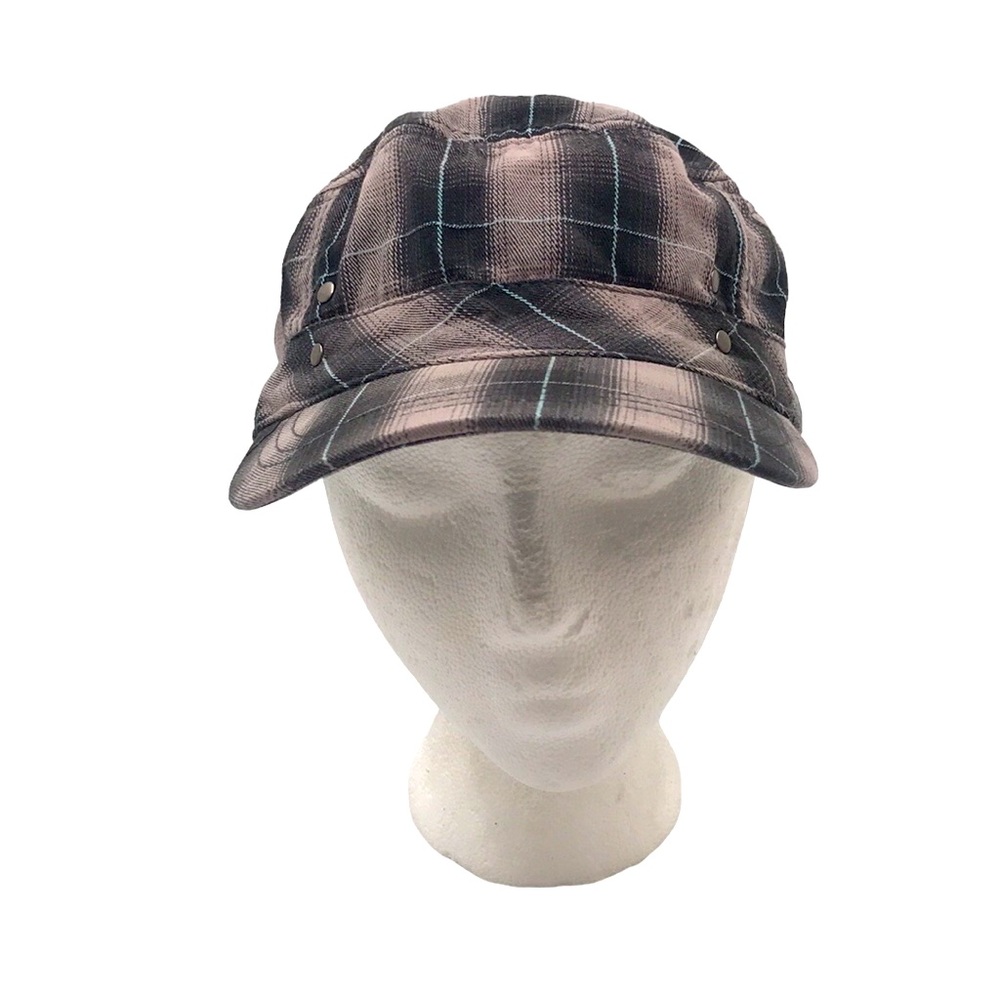 Divided 🧢Black, Gray, Blue Plaid Military Cadet Hat